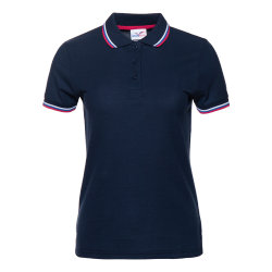 Рубашка поло женская триколор STAN хлопок/полиэстер 185, 04WRUS, темно-синий